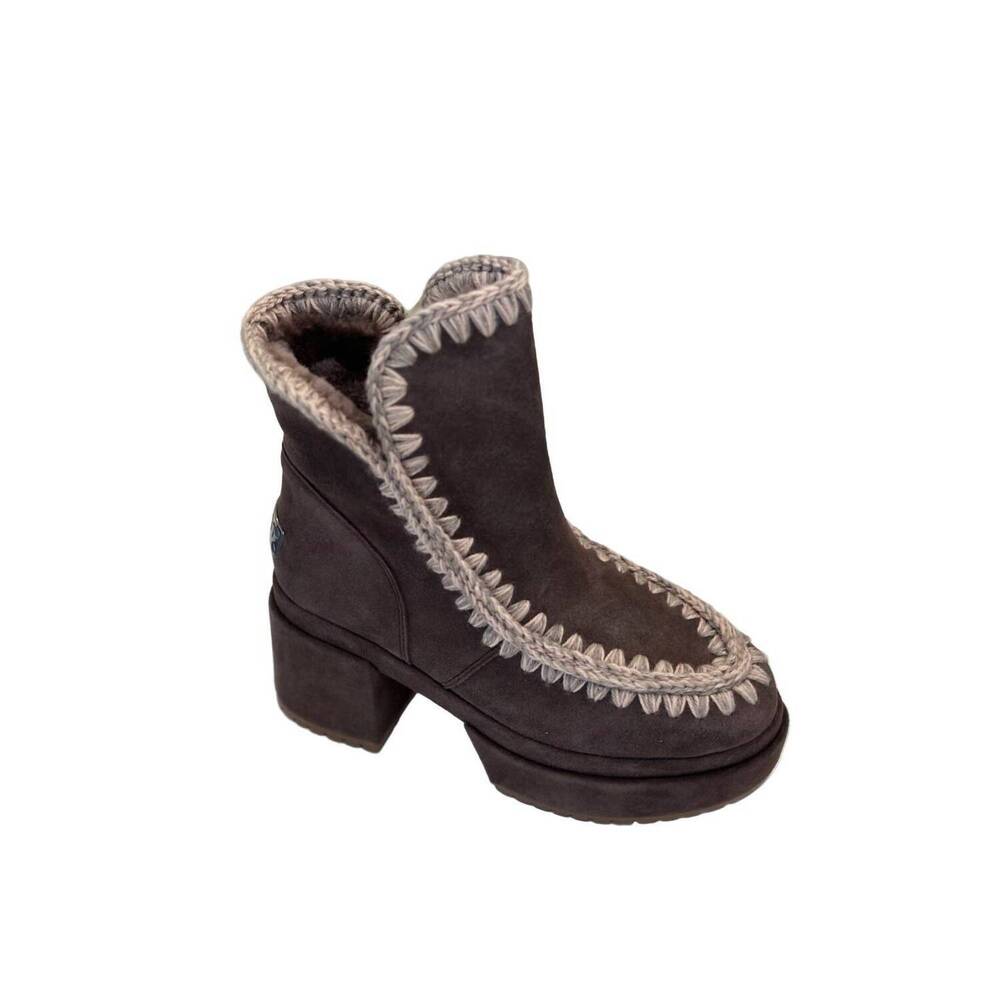 NEW MOU women's platform suede bootie in brown pepper